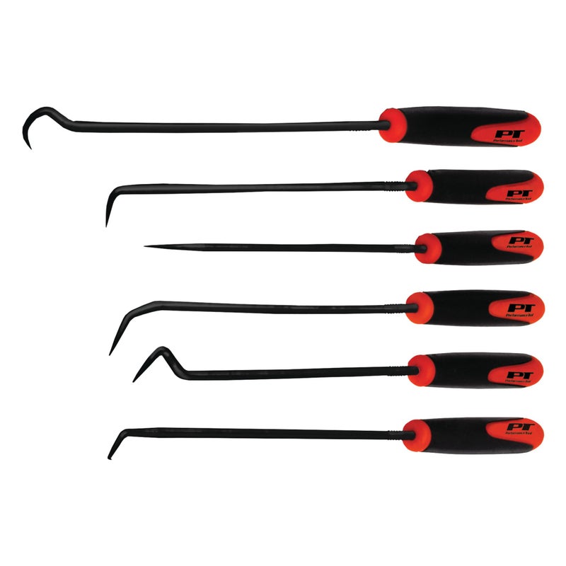 Performance Tool W942 Multi-Shaped and Angled Hook and Pick Tool Set for Garages and Workshops, Black, 6 pieces - Image 1